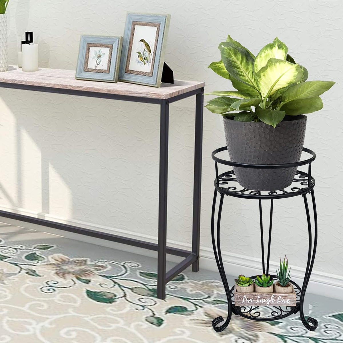 CASIMR 2-Pack Plant Stand, 2 Tier 19.2 inch Tall Metal Potted Holder Rack,Indoor Outdoor Multiple