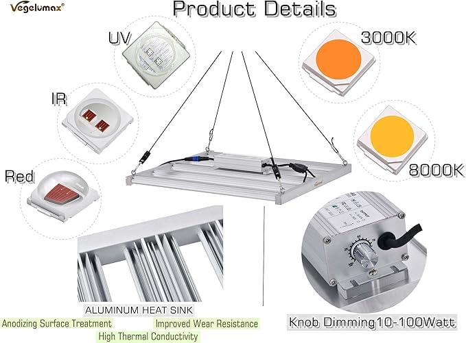 200Watt LED Grow Light 5 Bars with 780pcs Diodes,UV IR included,Full Spectrum Growing Lamp 100-277V
