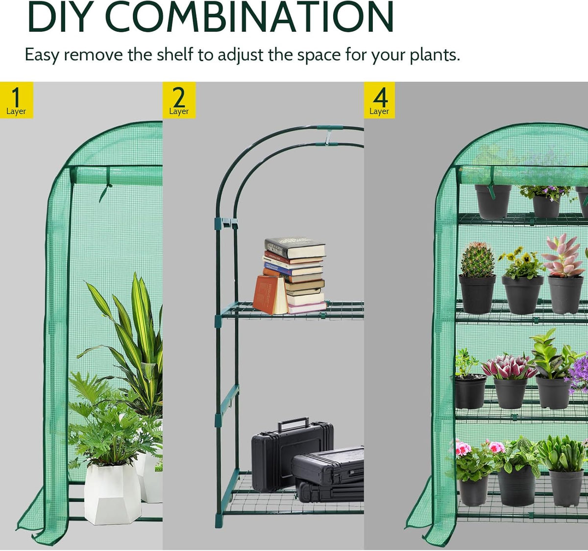 EAGLE PEAK Mini Greenhouse with Wire Shelves, Portable Indoor & Outdoor Green House with Roll-Up