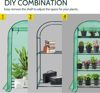 EAGLE PEAK Mini Greenhouse with Wire Shelves, Portable Indoor & Outdoor Green House with Roll-Up