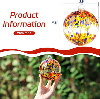 VOREEN 4" Hanging Glass Garden Gazing Ball Hand Blown Glass Witch Ball Christmas Ornament