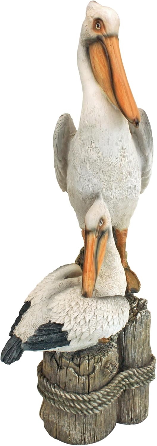 Design Toscano Coastal Decor Ocean's Perch Pelicans Garden Bird Statue, 9 Inch Wide, 24 Inch Tall