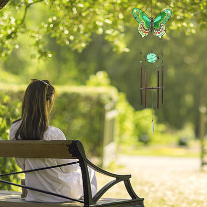 MUMTOP Butterfly Wind Chimes for Outside, Stained Glass Wind Chime Windchimes for Patio