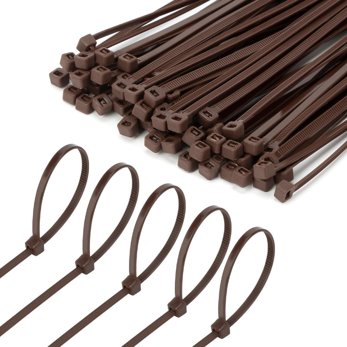 8 Inch Brown Zip Tie 1000 PCS, 40 Lbs - Small to Medium Zip Tie, Nylon PA66 UV Resistant Cable Tie