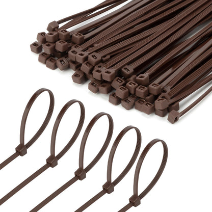 8 Inch Brown Zip Tie 1000 PCS, 40 Lbs - Small to Medium Zip Tie, Nylon PA66 UV Resistant Cable Tie