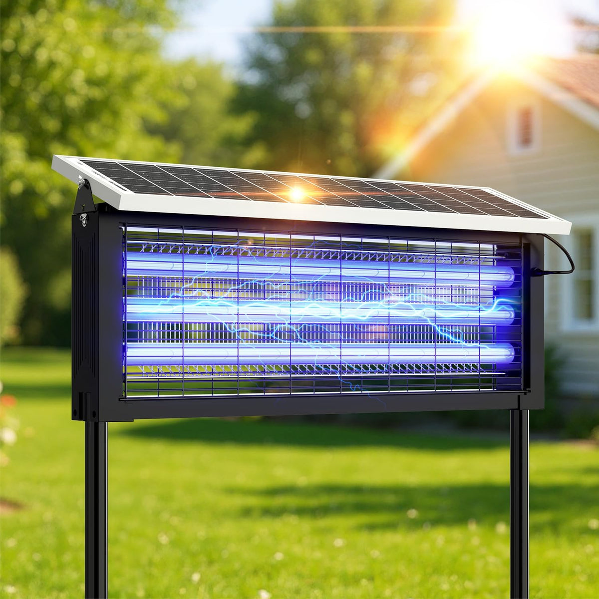 Solar Bug Zapper Outdoor, 30W Large Mosquito Zapper, Electric Mosquito Killer Outdoor, Waterproof &