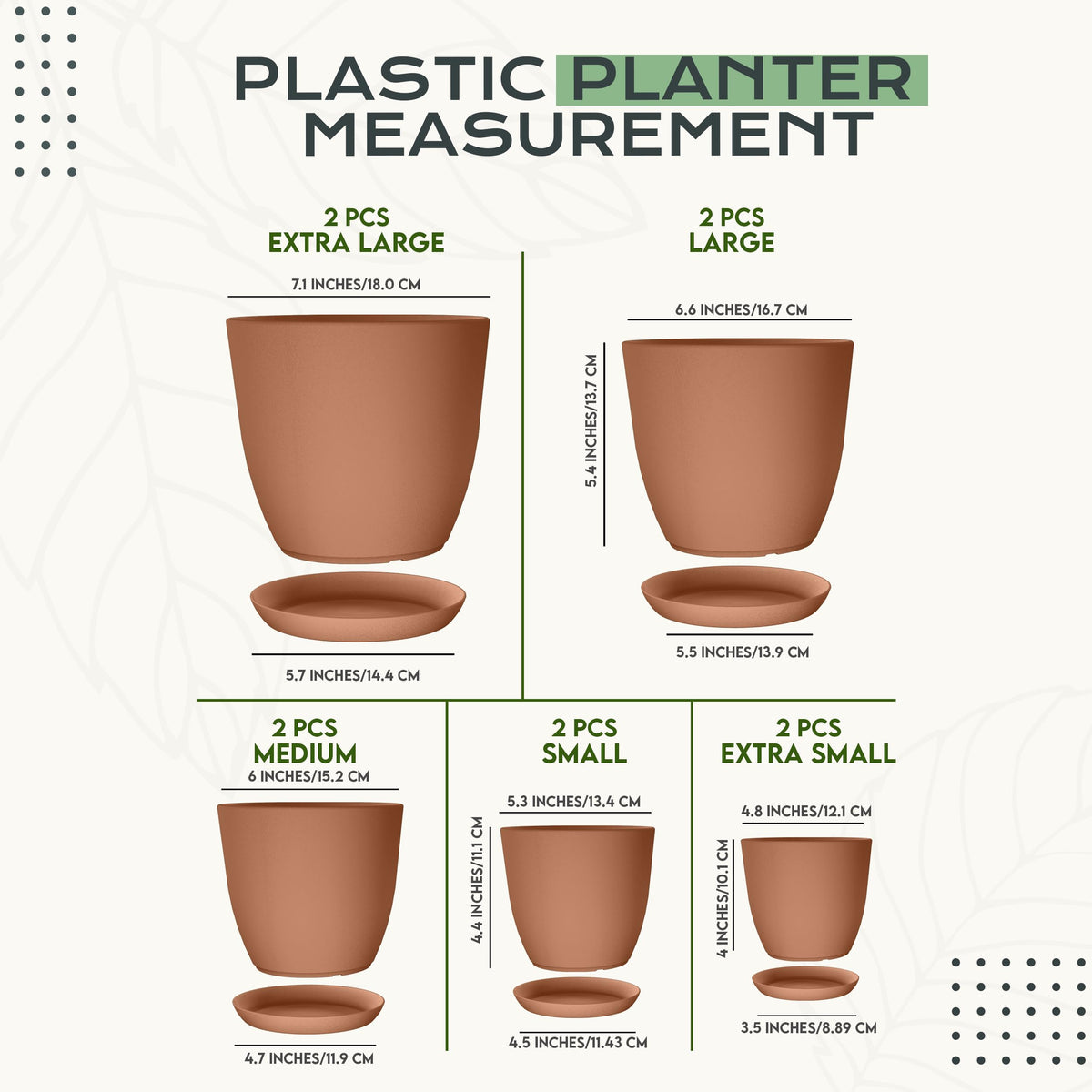Plant Pots Indoor with Drainage 10 Pack Multi-Size Planters Set Terracotta
