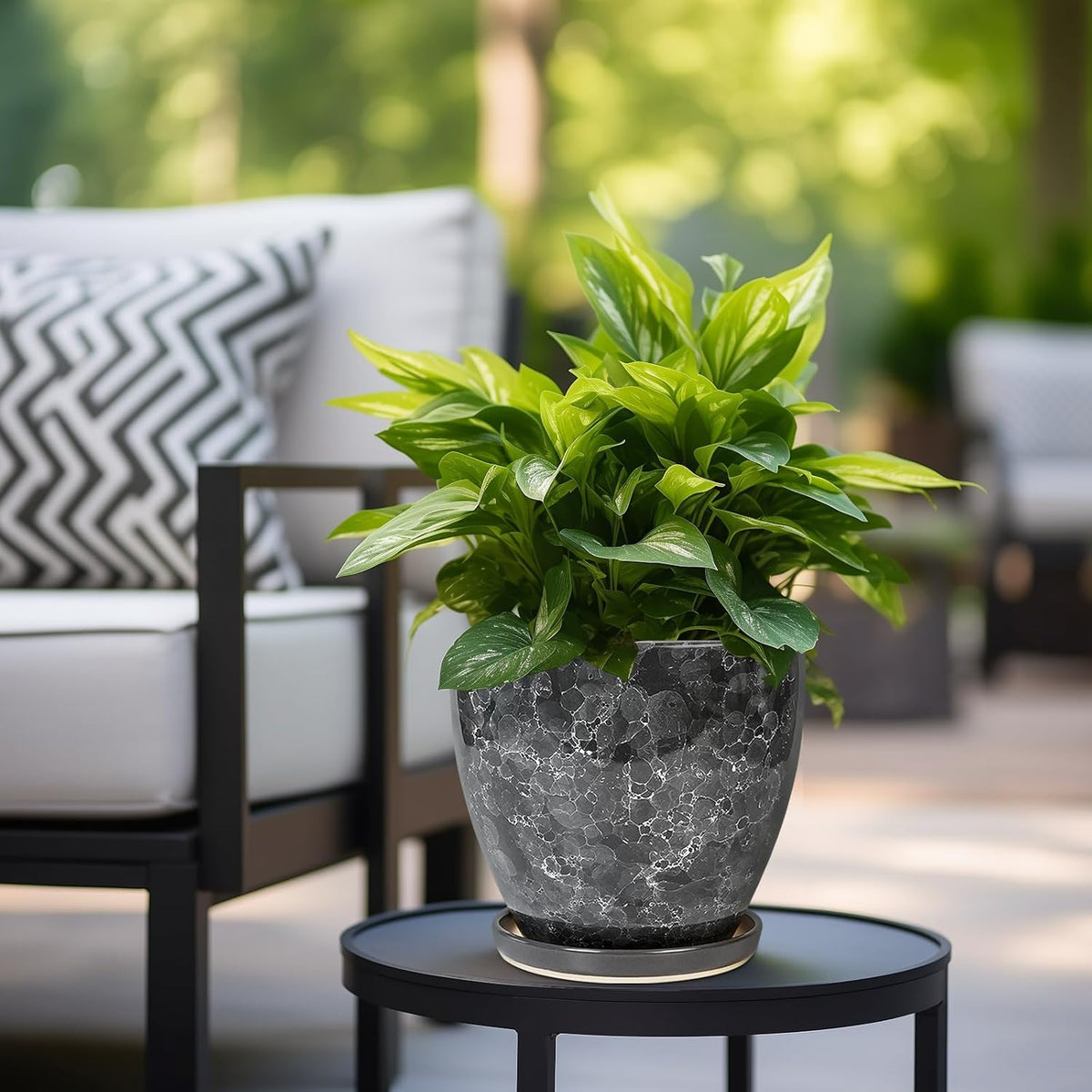 Ceraimc Planter - 8 Inch Plant Pot for Indoor Outdoor Plants, Decorative Round Planters, Flower Pot