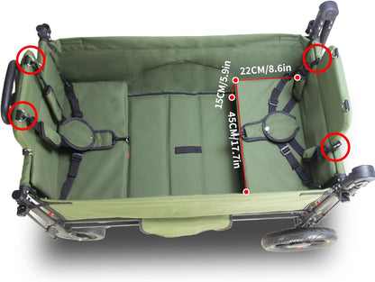 TMZ Collapsible Wagon Cart with Side-Opening Seat Conversion Design, Foldable Utility Wagon with 2