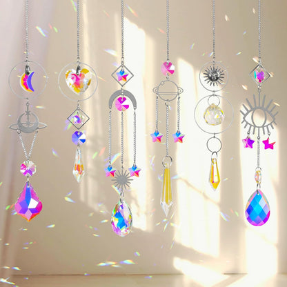 Sun Catchers 6Pieces Colorful Crystals Suncatcher with Chain Pendant Ornaments Hanging Crystals