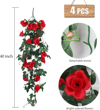 RECUTMS Hanging Rose Flowers Artificial Vine PlantsFlower Garland for Home Room Garden Wedding