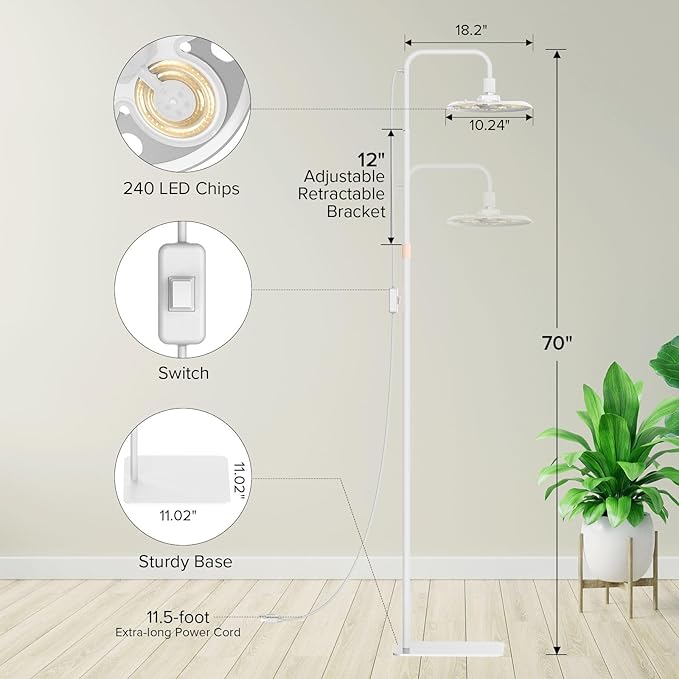 SANSI Grow Lights for Indoor Plants, 100W Full Spectrum Tall Plant Lights for Indoor Growing