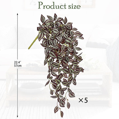 DILATATA Fake Hanging Plants Artificial Hanging Plants 22" Faux Wandering Jew Hangings Leaves Plant