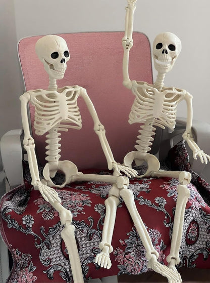 Skeleton Halloween Decorations Outdoor Indoor - 2Pcs 36" 1Pcs 16" Posable Plastic Skeleton, Movable