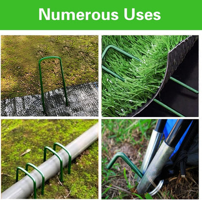 Bakulyor 50Pcs Green Landscape Staples 6 Inch Garden Artificial Turf Stakes Staples, 11 Gauge Lawn
