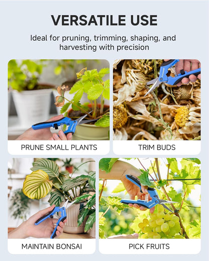 Fondwell 6.5" Pruning Shears Trimming Scissors: 2 Pack of Small Garden Snips with Micro Tip - Plant