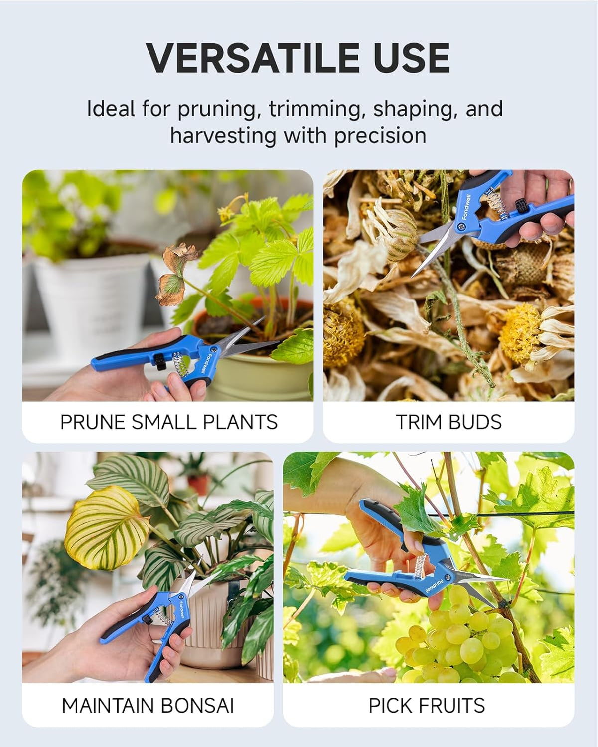 Fondwell 6.5" Garden Shears Trim Scissors: 2 Pack of Pruning Shears for Gardening - Ultra Sharp