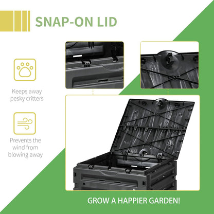 Compost Bin Outdoor 120 Gallon (450L) Garden Composter, BPA Free, with 80 Vents and 2 Sliding