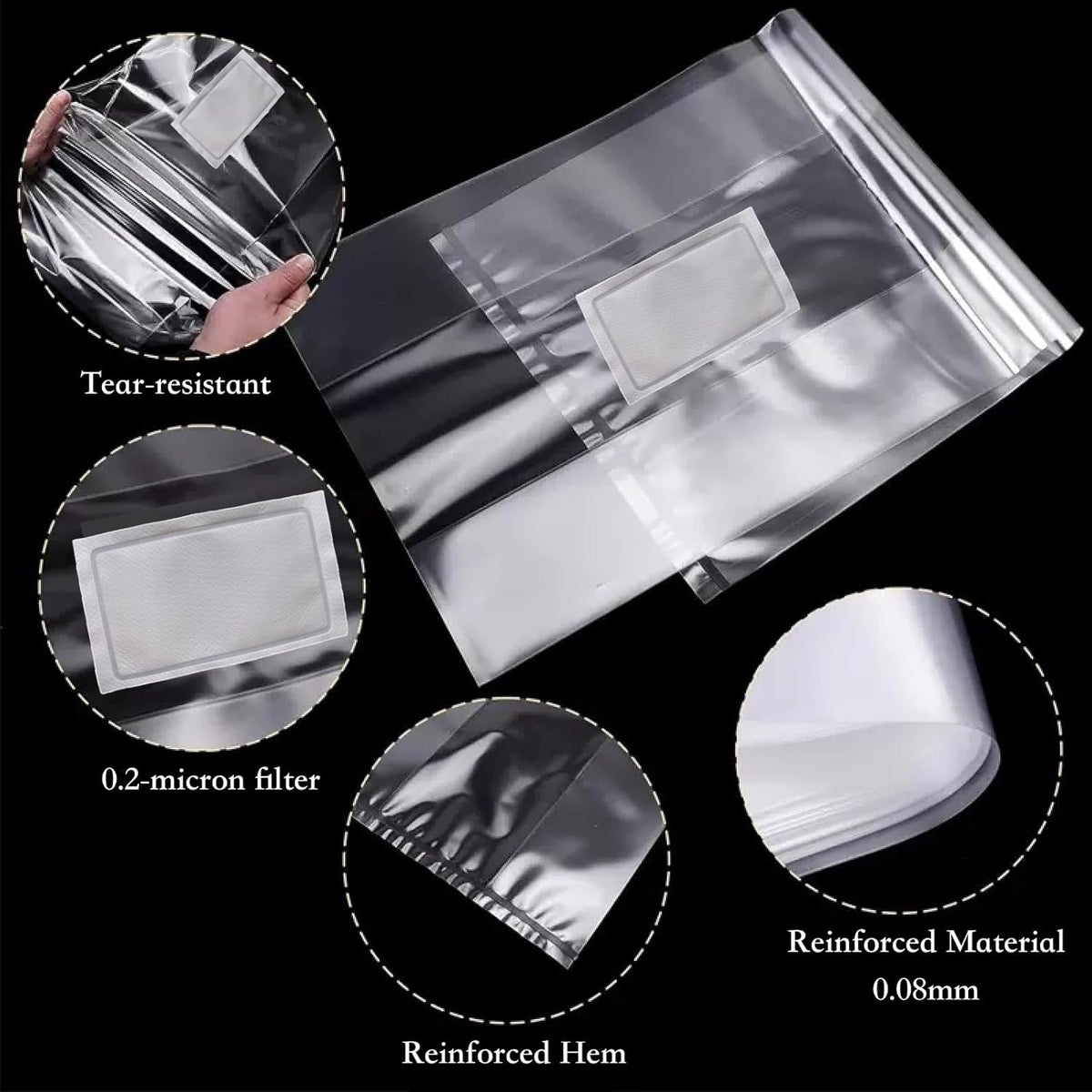 Sealable Mushroom Grow Bags with 0.2 Micron Filter,10''x5.5''x24'',0.08mm/3.15mil Thick PP,Extra