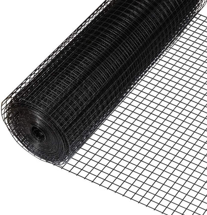Fencer Wire Hardware Cloth with 1-Inch Grid, 16 Gauge Black Vinyl Coated Welded Fence Mesh Roll for