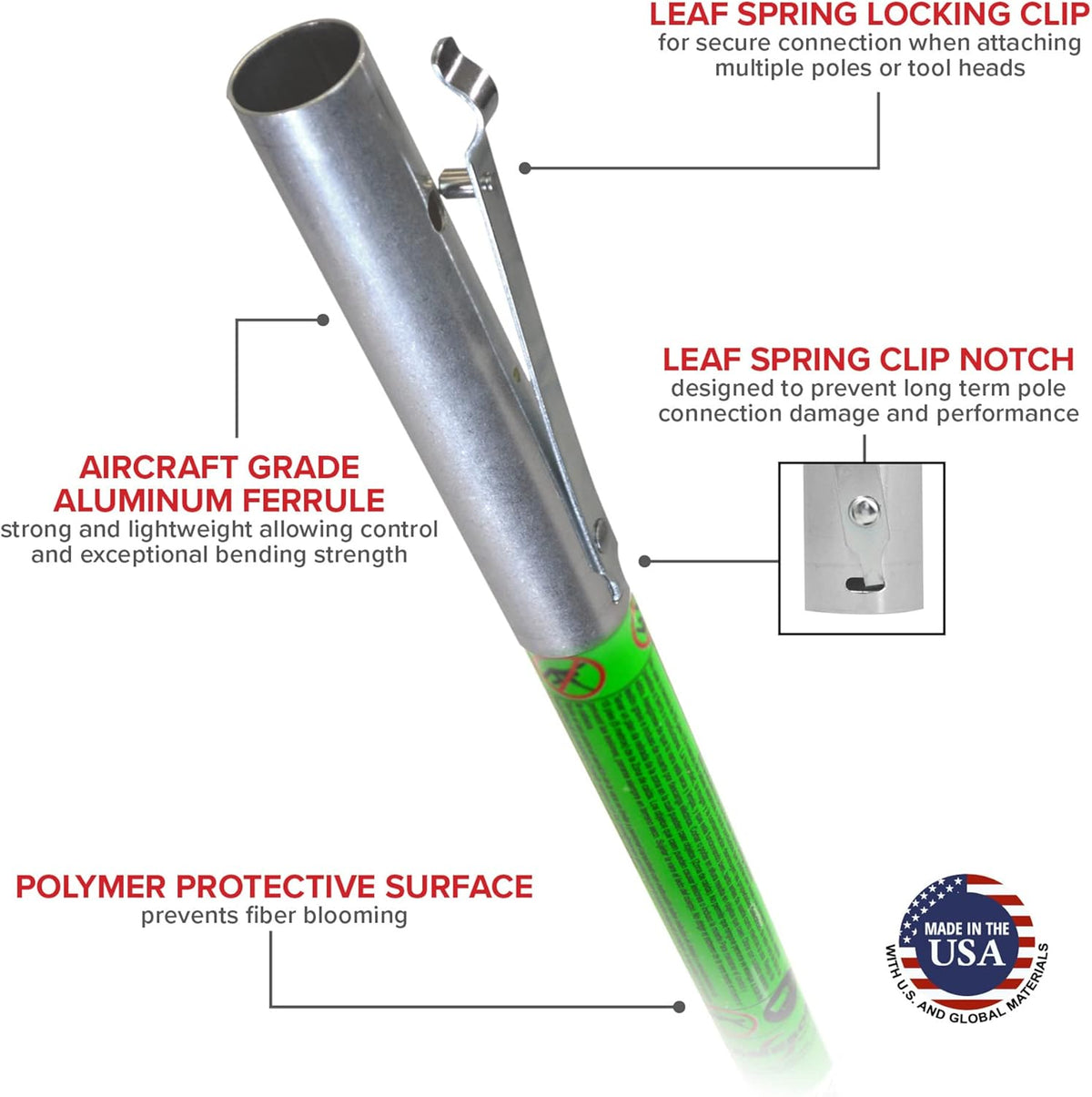 Hollowcore Fiberglass Landscaping Kit: Includes Pruner Mounted on Pole, Base Pole, and Pruner Rope