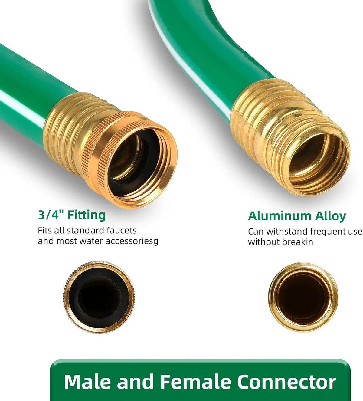 Worth Short Lead-in Green Garden Hose 5/8 in. x 6 ft. -Kink Free, No Leaking, Male/Female Fittings