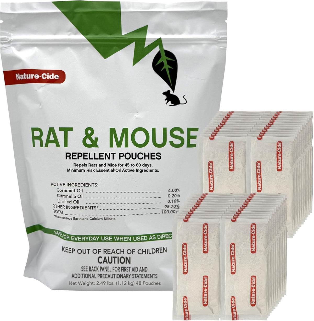 Nature-Cide Rat & Mouse Pouches - Plant-Based Formula for Indoor & Enclosed Spaces - Fresh Mint