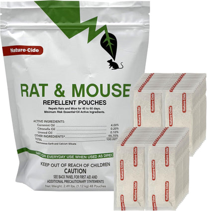 Nature-Cide Rat & Mouse Pouches - Plant-Based Formula for Indoor & Enclosed Spaces - Fresh Mint
