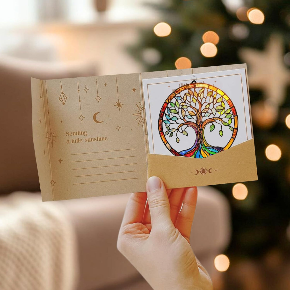 Tree of Life Boho Acrylic Suncatcher Stained Glass Effect Window Car Hanging Christmas Ornament