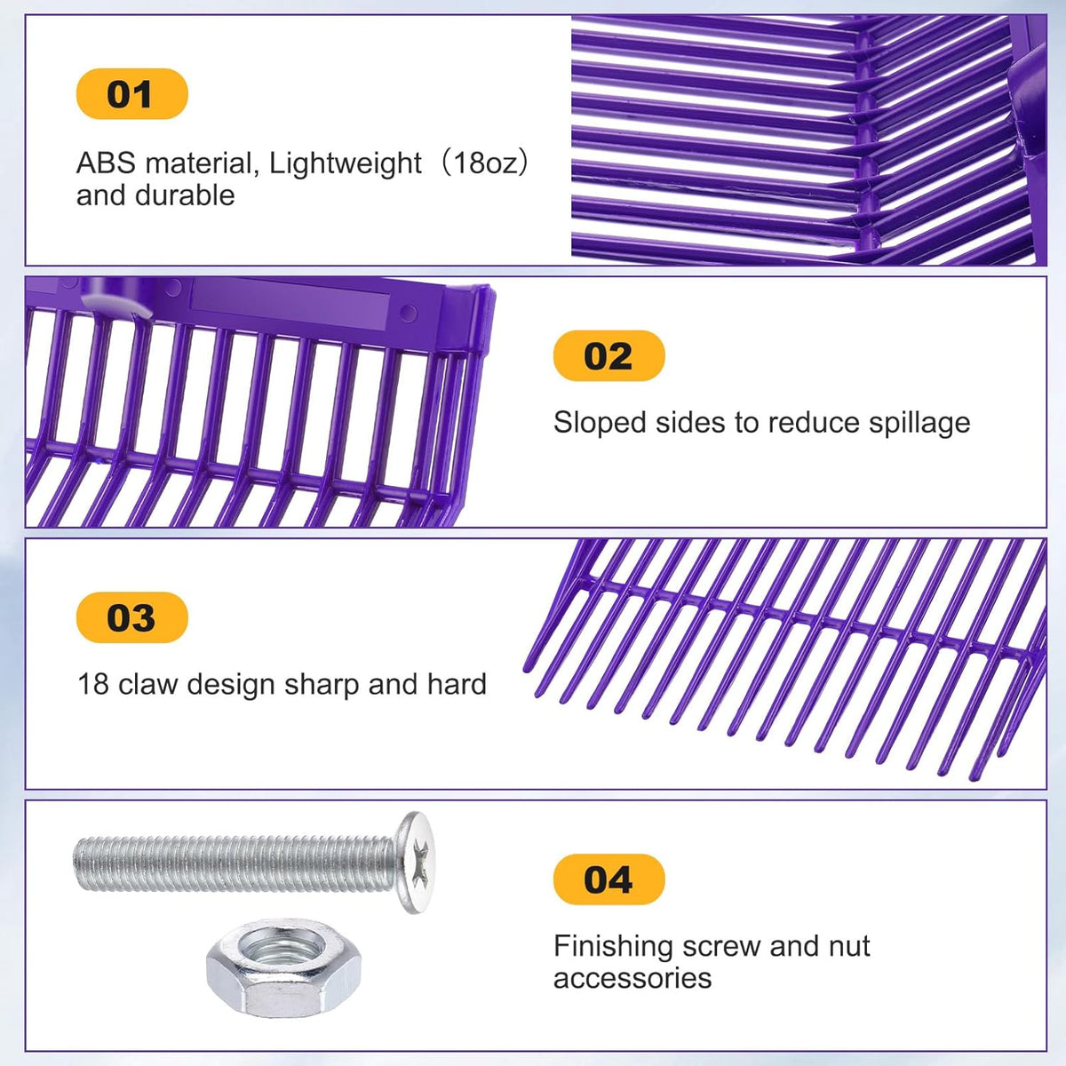 Lasnten 6 Pcs Manure Fork Head Bulk 18 Tines Pitch Fork Replacement Head with Screws and Nuts
