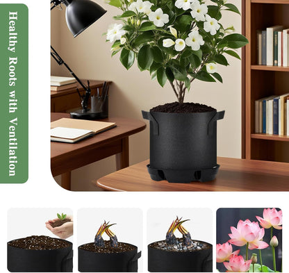 4Pcs Self Watering Pot Base with 1 Plant Grow Bag, Self Watering Pots for Indoor Plants, Plant