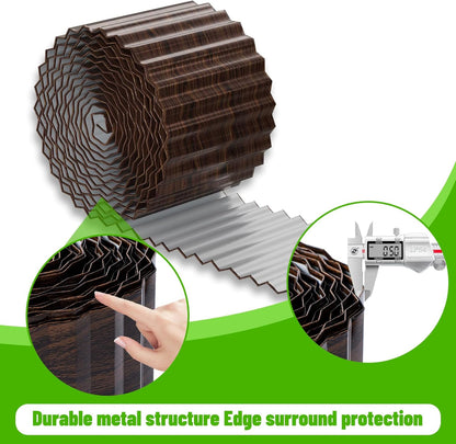 SnugNiture 3 Rolls Corrugated Metal Garden Edging,8" x 20' Landscape Edging Border,Sturdy Metal