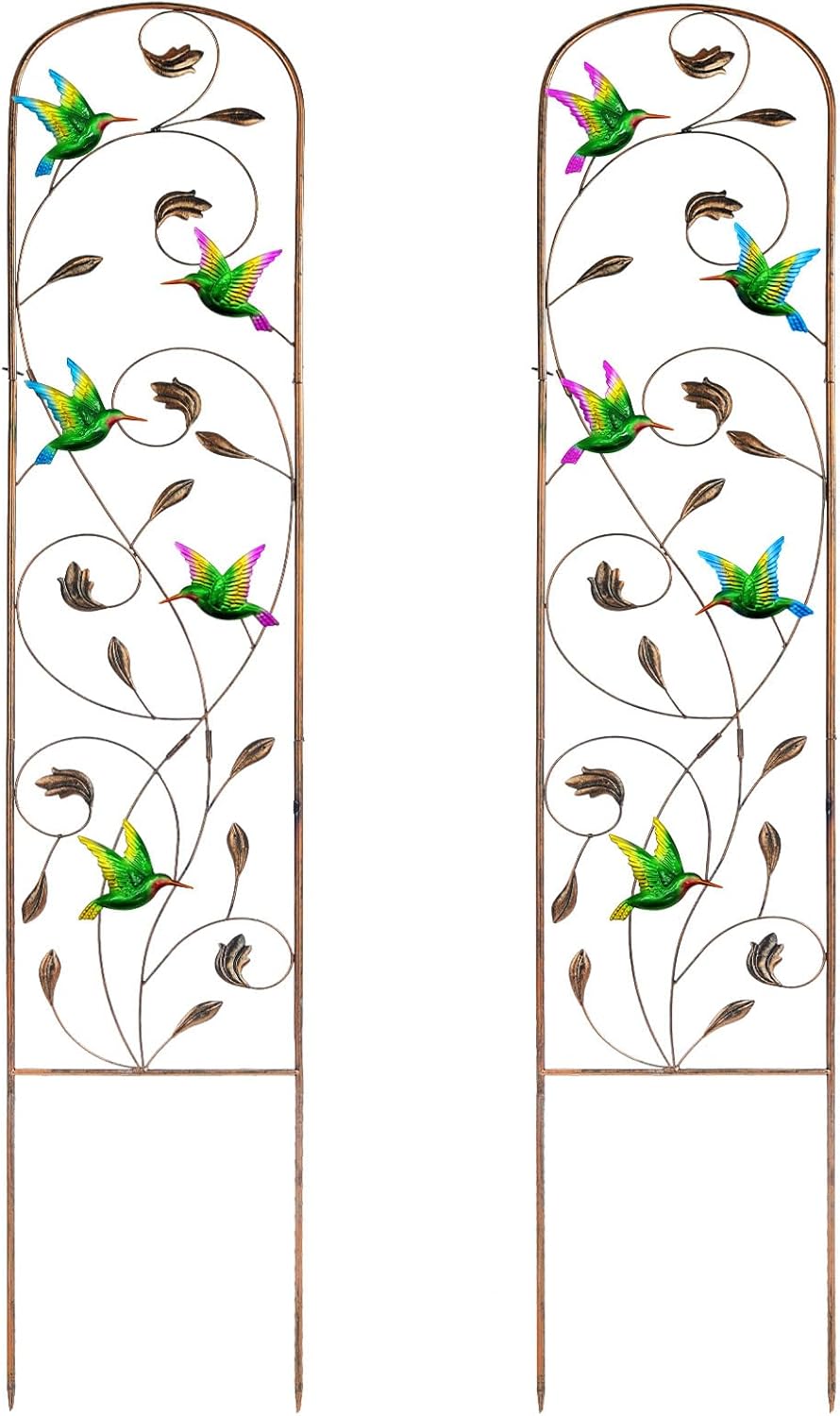 SUNNYPARK Set of 2 Hummingbird Metal Garden Trellis for Climbing Plants, Decorative Vegetables