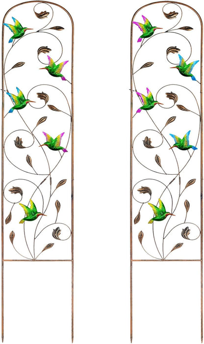 SUNNYPARK Set of 2 Hummingbird Metal Garden Trellis for Climbing Plants, Decorative Vegetables
