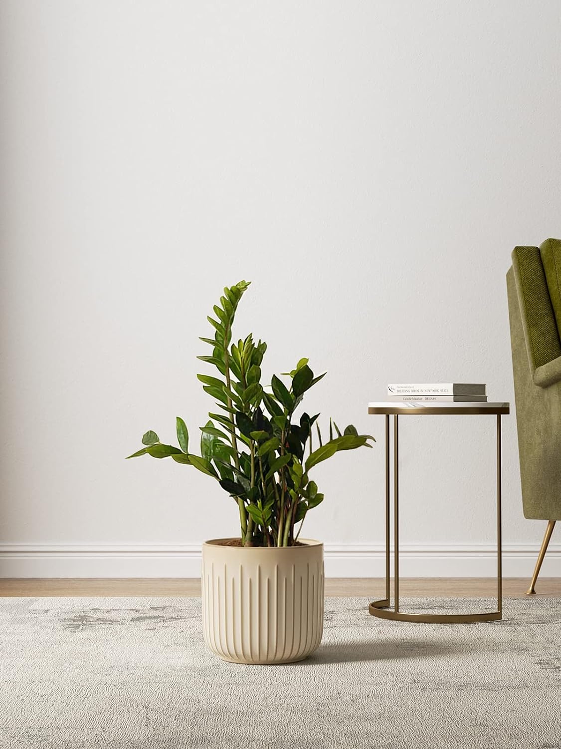 LE TAUCI Fluted Ceramic Planters Set of 3 – 8.3/7 / 5.7 in Cloud Cream Reactive Cylinder Indoor