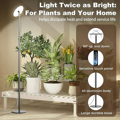 60W Full Spectrum LED Tall Grow Light, 85’’ Adjustable Standing Plant Light for Indoor Plants