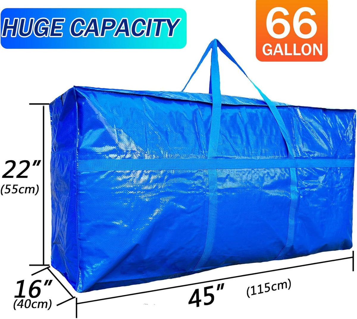 66 Gallon Extra Large Storage Bags, Huge Moving Bags Heavy Duty with Zipper and Stronger Handles