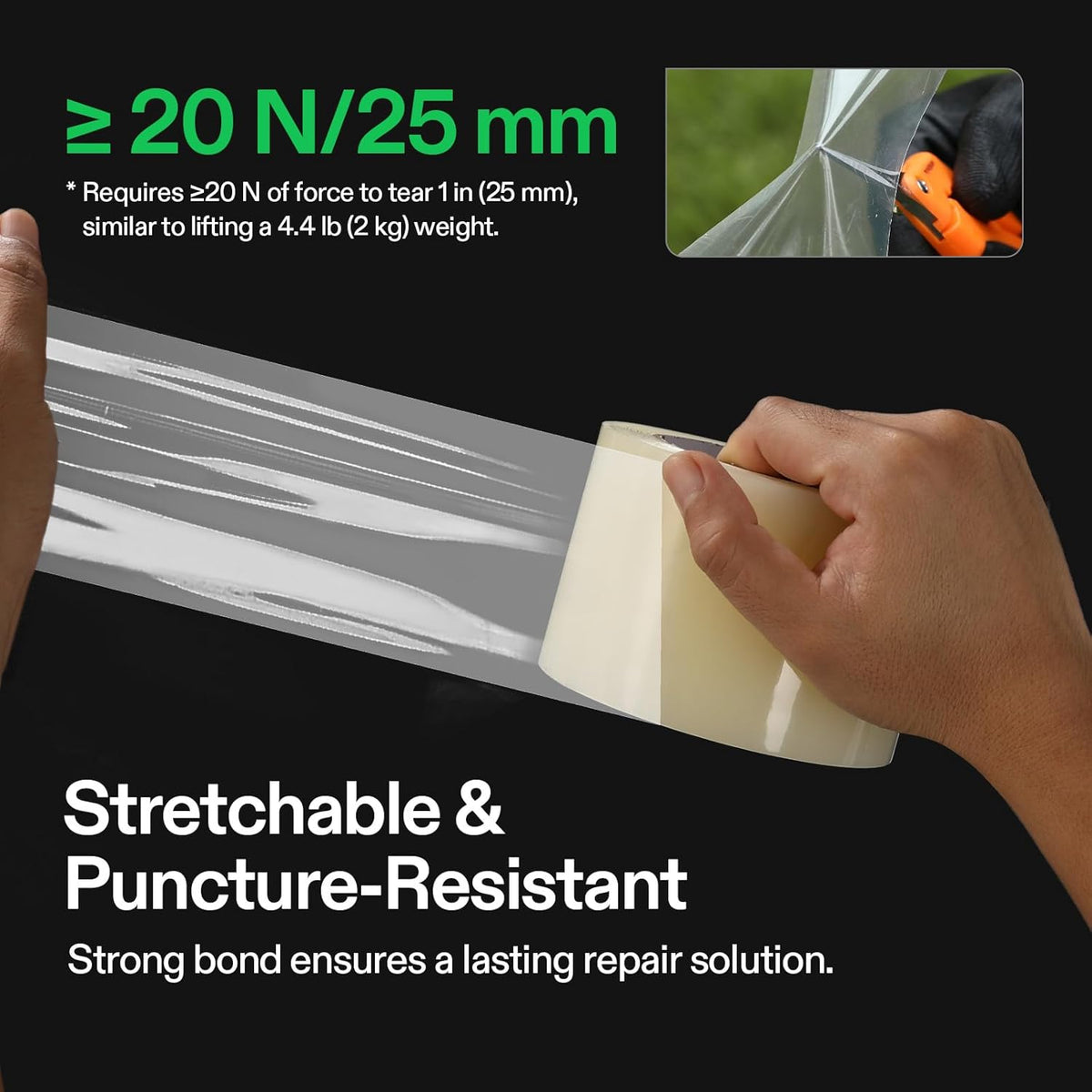 VIVOSUN Greenhouse Repair Tape, 6.3 mil 3" x 108' Weatherproof Clear Poly Patch Tape, Heavy Duty