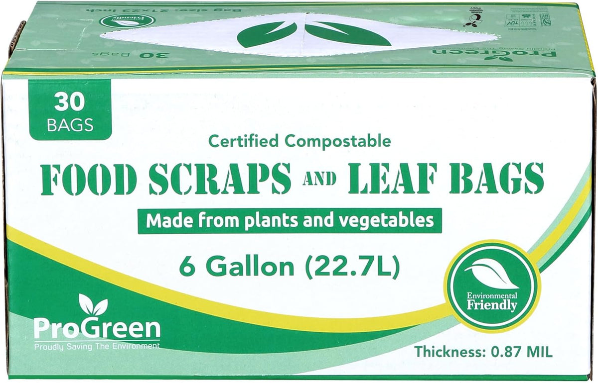 ProGreen Compostable Trash Bags, Extra Thick, Compost Kitchen Bin Bags, Food Scraps Yard Waste