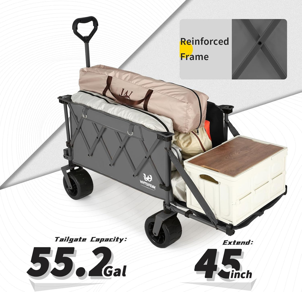 Whitsunday Collapsible Folding Wagon Heavy Duty Utility Beach Wagons with Opened Tailgate and