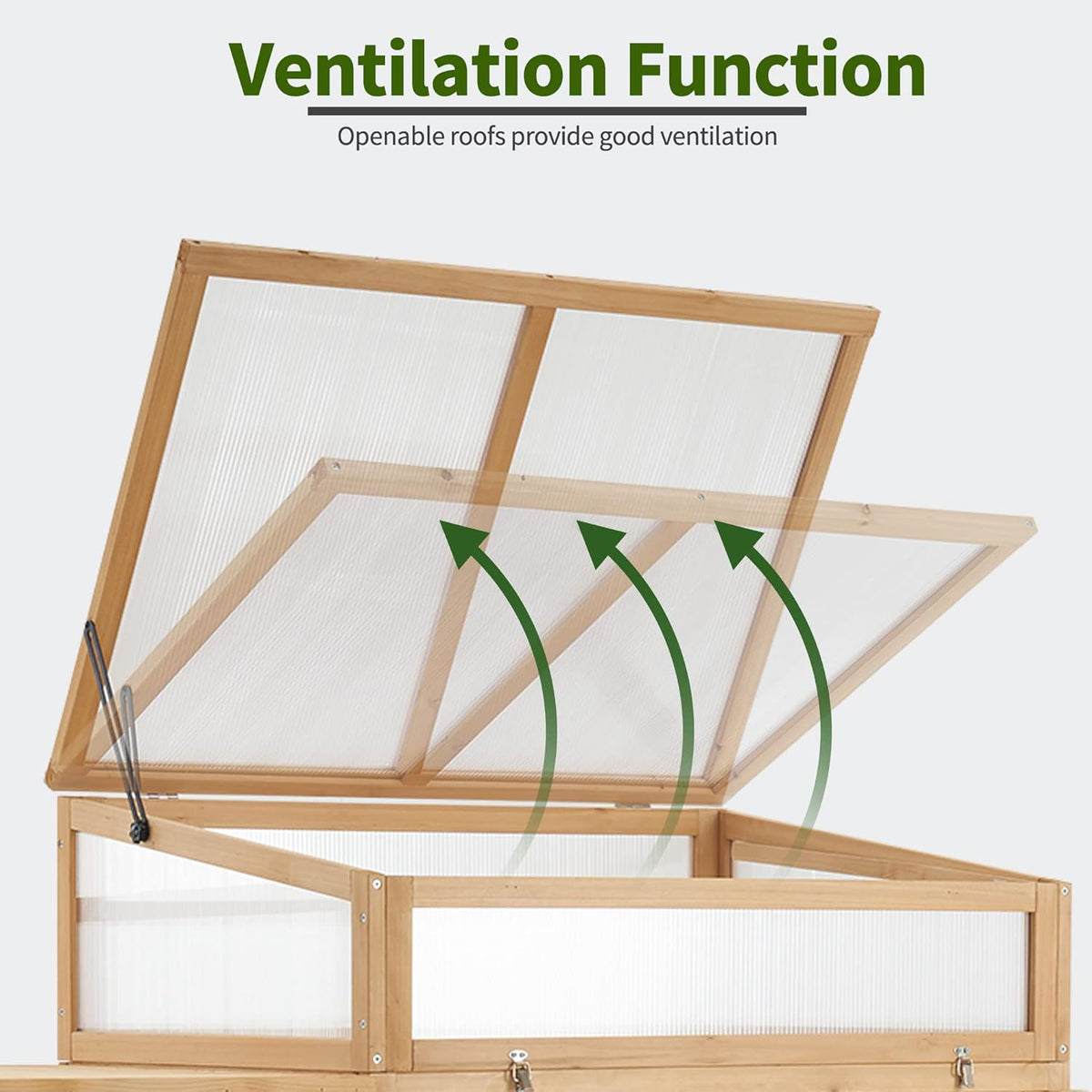 Macrout Cold Frame Greenhouse with Foldable Potting Table, Raised Garden Bed Planter Box with Legs