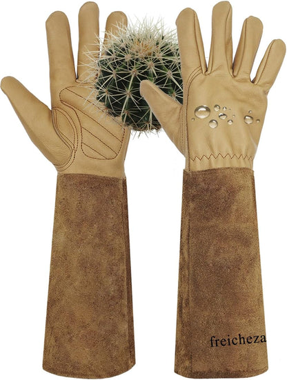 Long Gardening Gloves for Women/Men-Thorn Proof Rose Pruning Gloves,Water Repellent Leather work