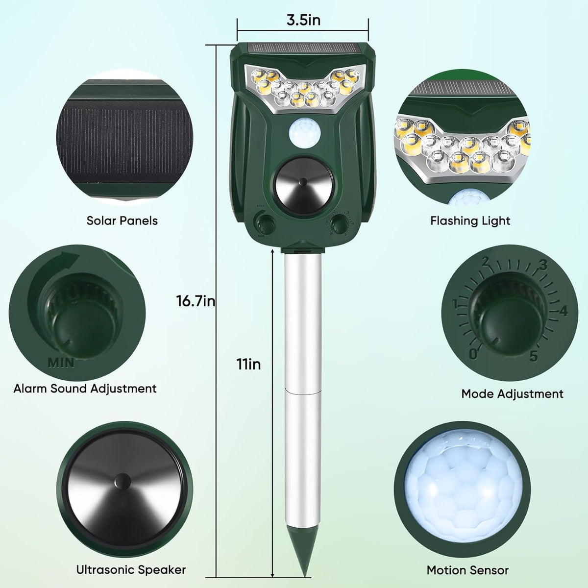 2 Pack Cat Repellent Outdoor Solar Ultrasonic Animal Repeller- Motion Activated Pest Deterrent