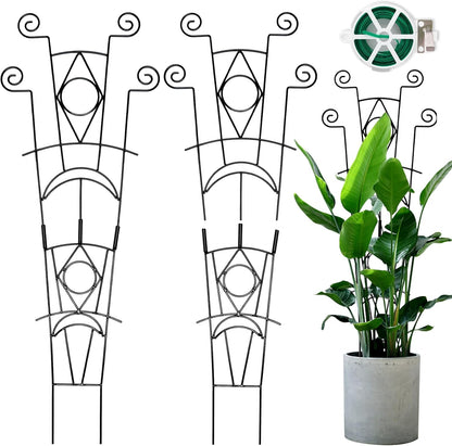 Stackable Metal Trellis for Climbing Plants Outdoor & Indoor - 4 Pack Garden Trellis for Potted