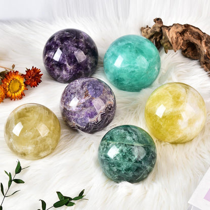 Large Green Fluorite Crystal Ball with Stand Natural Crystals Sphere Gemstone Ball Meditation