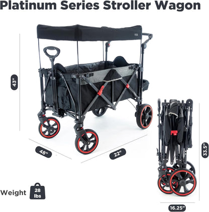 Creative Outdoor Push Pull All-Terrain Collapsible Folding Stroller Wagon for Kids, 150lbs Weight