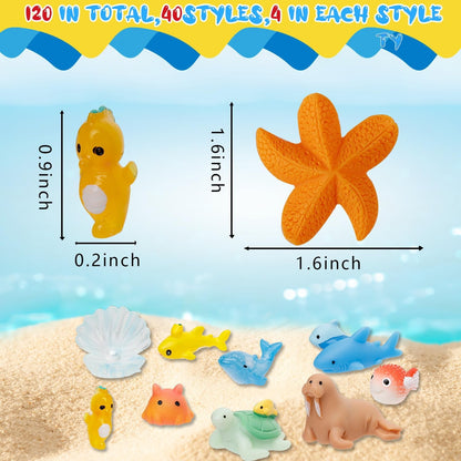 44 Pcs Mini Ocean Resin Animals 44 Styles Resin Animals Figurines Bulk for Fairy Garden Miniature