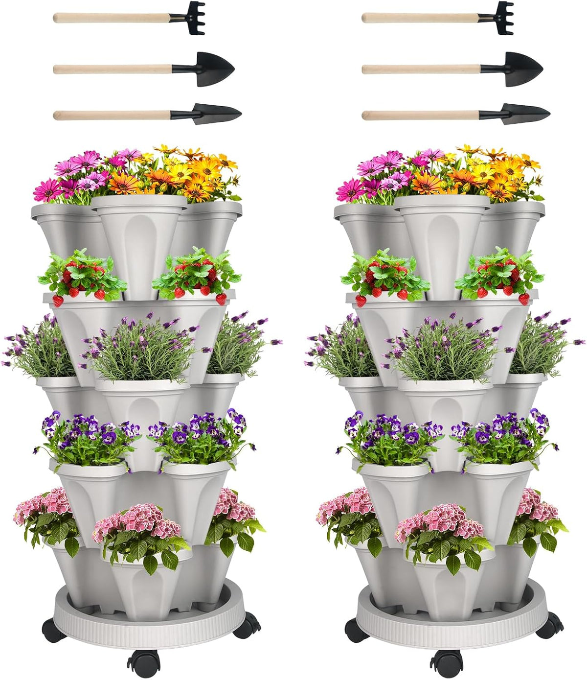 Vertical Planter 5 Tier Stackable Planters Garden Planters Strawberry Herb Flower and Vegetable