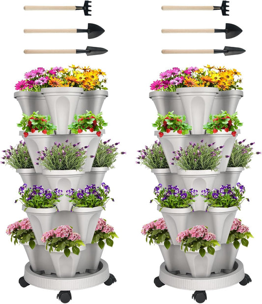 Vertical Planter 5 Tier Stackable Planters Garden Planters Strawberry Herb Flower and Vegetable