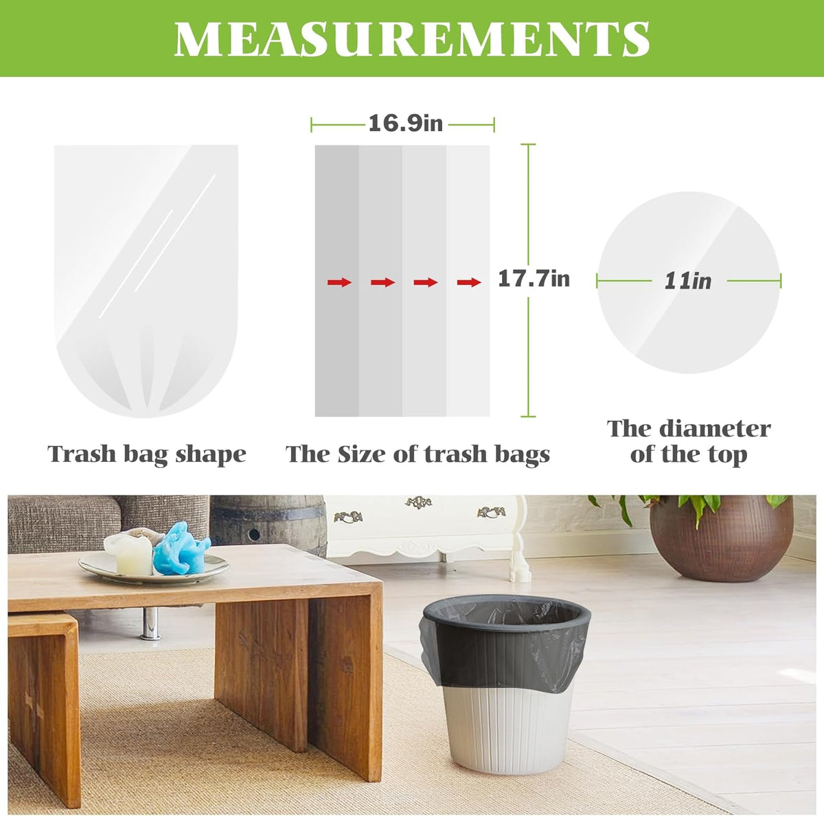 Teivio 2.6 Gallon 320 Counts Strong Trash Bags Garbage Bags, Bathroom Trash Can Bin Liners, Small